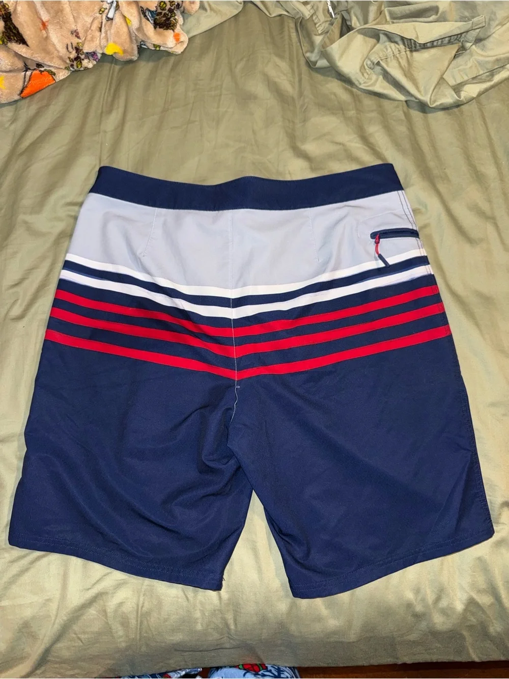 Vineyard Vines Navy, Red & Light Gray Striped Board Shorts
